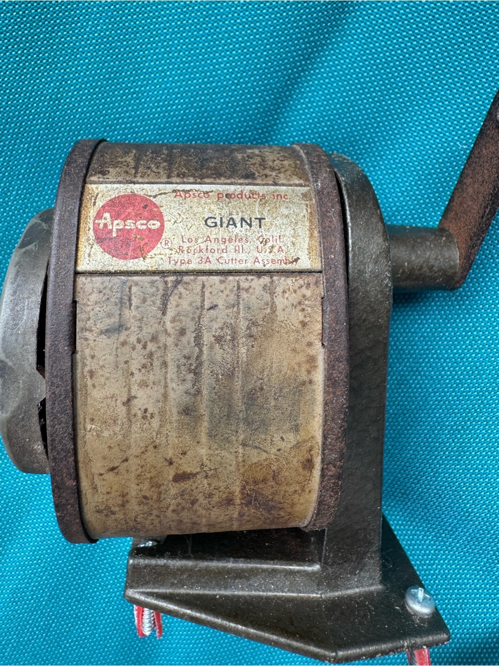 Apsco Giant Vintage Hand-Crank Pencil Sharpener ready to mount